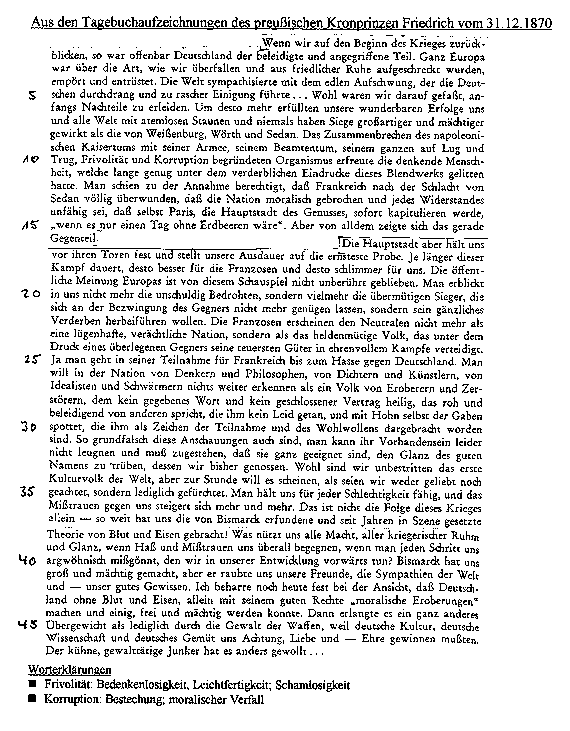 Kronprinz Tagebuchaufzeichnung 1870